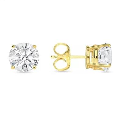 Jewels Prim 4,5 карата круглые серьги-пусеты с бриллиантами из цельного настоящего 18-каратного желтого золота с покрытием, пусеты-корзинки с застежкой-пуссетой