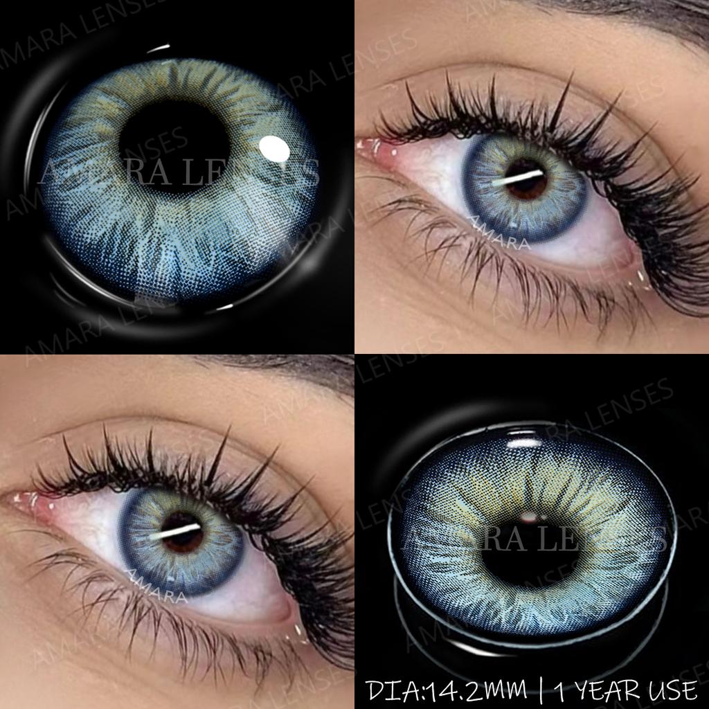 AMARA 1 пара натуральных серых контактных линз годового использования мягкие косметические линзы для улучшения цвета глаз косметика для глаз