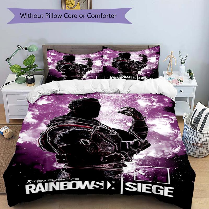 3pcs Rainbow Six Siege Bedding Set Duvet Cover Closure Includes 1 Duvet Cover & 2 Pillowcases, Soft and Comfortable for All Seasons.