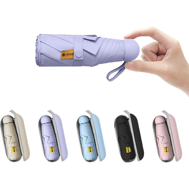 Мини-пять складных 6-костных зонтов, устойчивых к дождю и ветру, защита от ультрафиолета, портативный модный мужской и женский зонтик