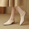 Fashion 2025 Women Slippers Genuine Leather Shoes for Women Cover Toe Chunky Heel Mules Slingback Women Sandals Elegent Handmade Shoes