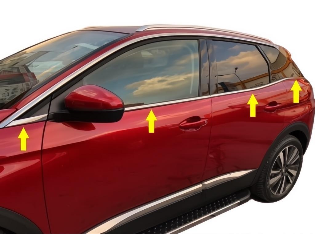 Нижние молдинги стекол (8 шт, нерж) Carmos - Турецкая сталь для Peugeot 3008 2016-2023 гг