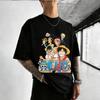 Унисекс футболка из чистого хлопка Персонаж One Piece Луффи Летняя 2026 новинка Аниме принт Свободный короткий рукав