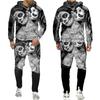 Mens Tracksuit Autumn And Winter Hoodie +Pants Two Piece Set Cool 3D Skull Print Mens Fashion Hoodies Sweatshirts Suits