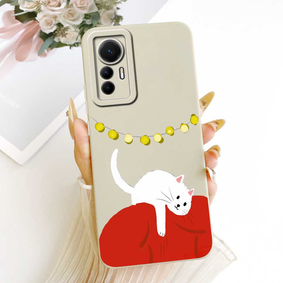 Чехол для Xiaomi 12 Lite Милый Кот Подсолнух Мягкий Силиконовый Задний Чехол для Xiaomi 12 Lite 2203129G Чехлы для Телефона Fundas