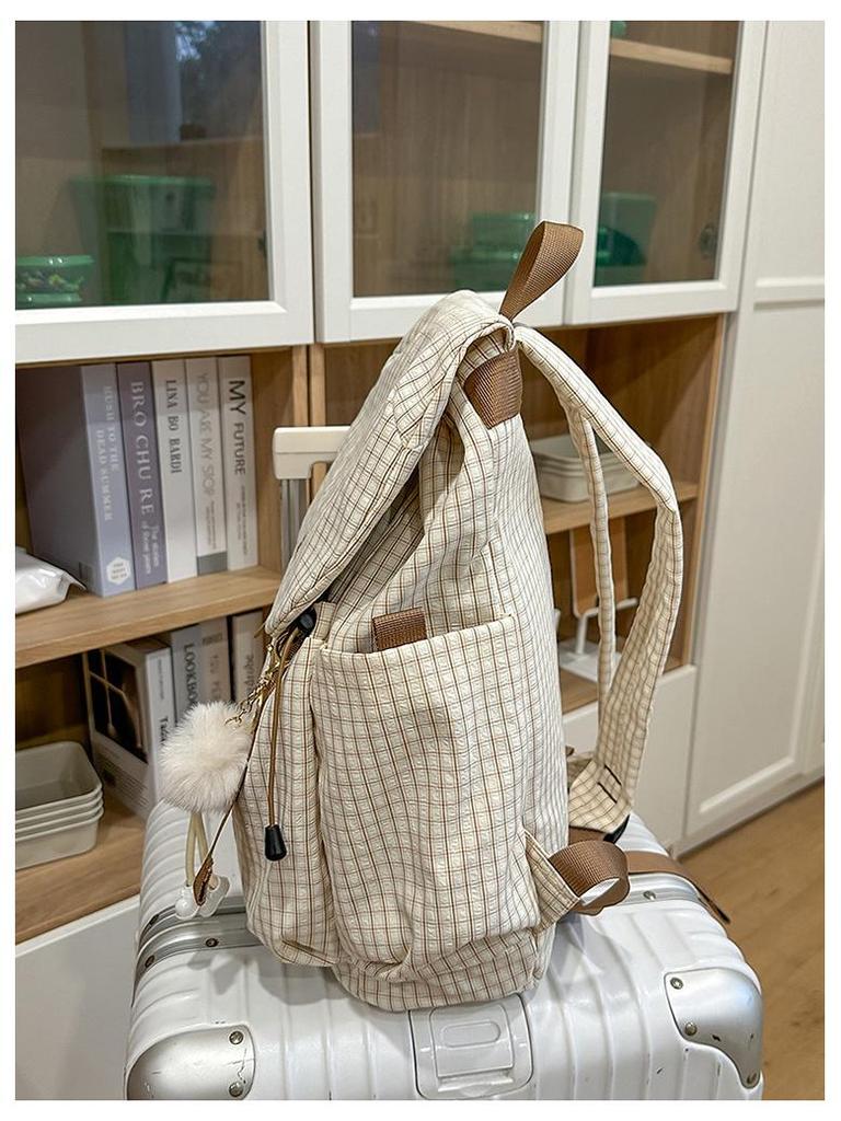 Клетчатый легкий рюкзак для студентов колледжа и старшеклассников - Большая вместимость для путешествий на открытом воздухе