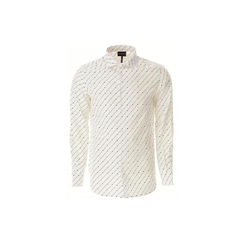 Emporio Armani EA7 Осень/Зима 23 Рубашка с узором Однобортная Повседневная Длинный рукав Мужские рубашки Белый 6R1C86-1NMVZ-F1D8