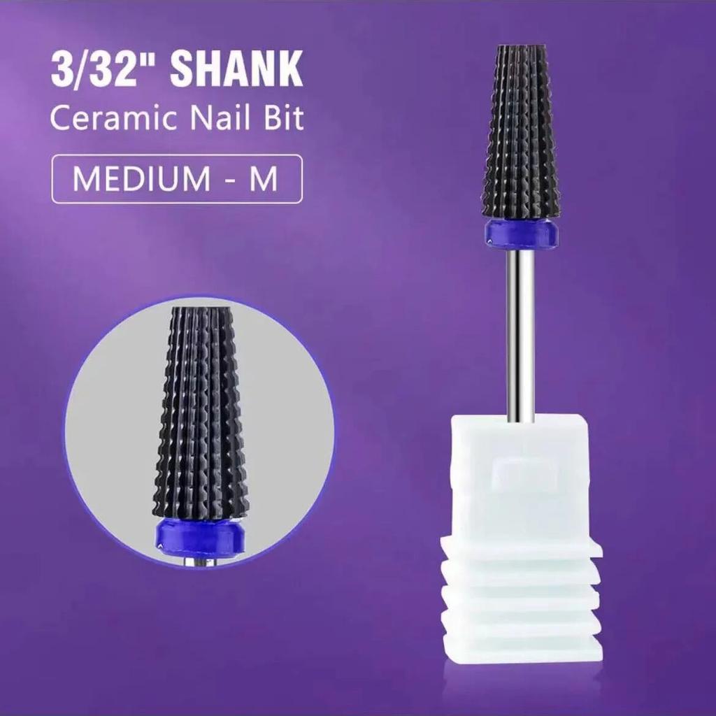 Black 5 In 1 Ceramic Nail Drill Bit For Electric Drill Machine 3/32" Shank Milling Cutter Fast Remove Acrylic Or Hard Gel