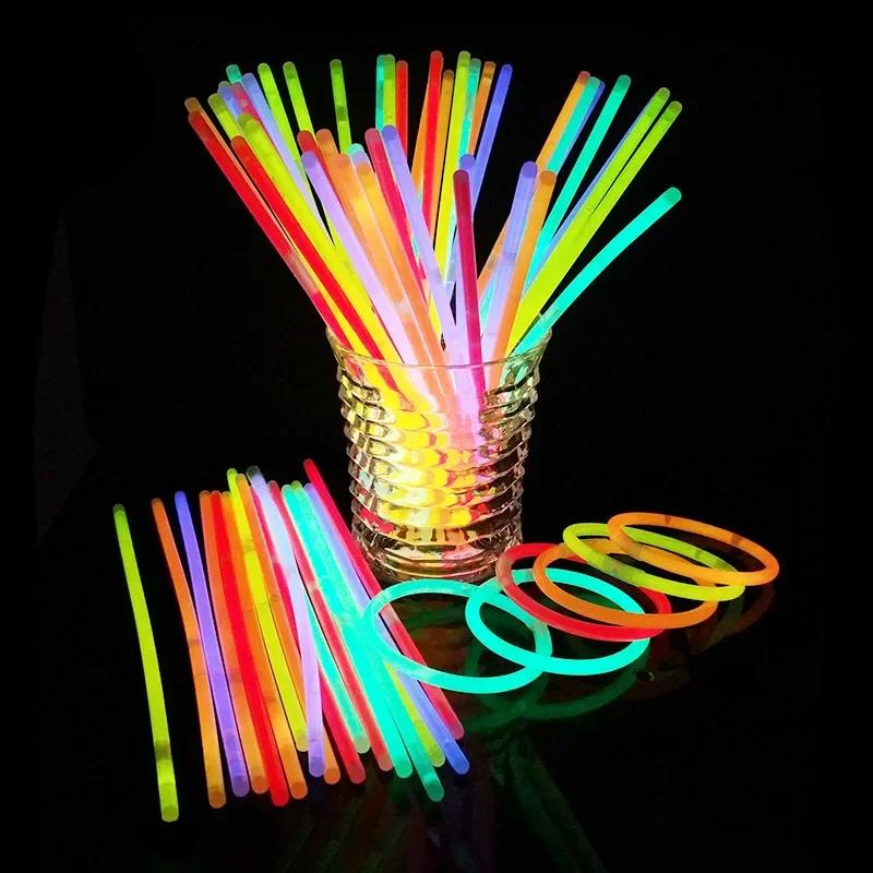 100/200 Pieces Wedding Party with Fluorescent Glow Sticks, Colorful Neon Bracelets and Necklaces, Sing Glow Sticks Glow Sticks