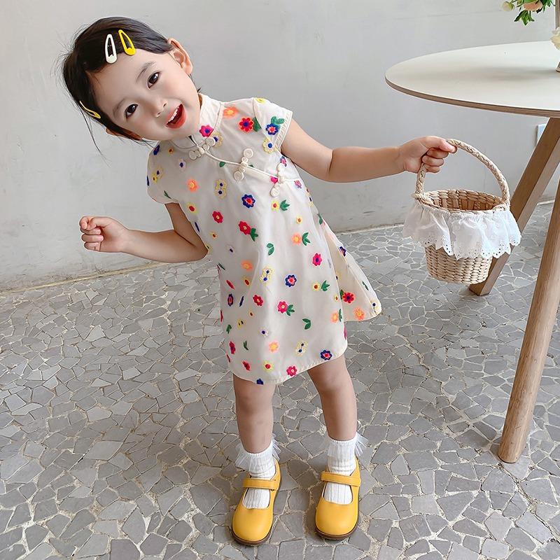 Летние юбки для девочек, темпераментные разноцветные сетчатые платья с цветочным рисунком для девочек