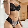 34-40 B Women's Fashion Lace Lingerie Set Bralette Top and Shorts Thin Bra Middle Waist Panties Bikini Set Underwear Sleepwear