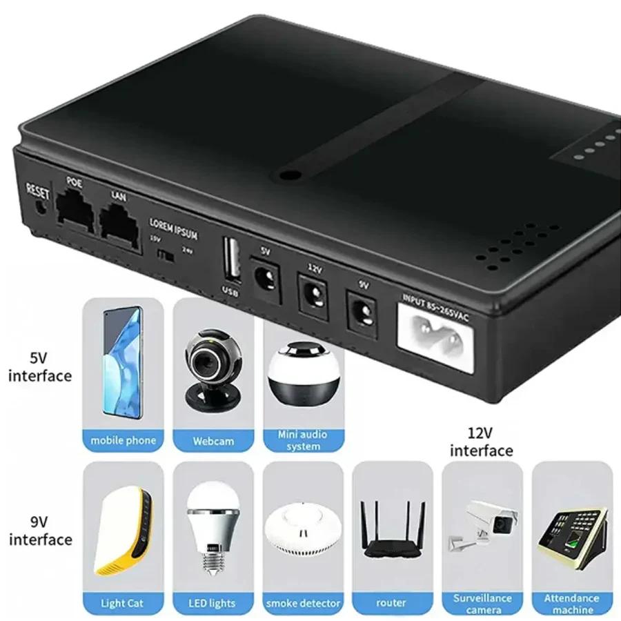 Резервная батарея постоянного тока ИБП 8800/10400 мАч 5 В 9 В 12 В 2 А 15 В 24 В 1 А Выходной источник бесперебойного питания Резервная батарея ИБП 85‑265 В