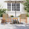 Garden Chairs 2 Pcs Beige Poly Rattan and Solid Wood