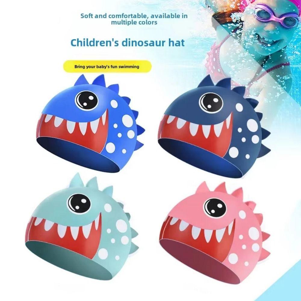 Waterproof Silicone Swimming Hat Shark Printed Swimming Cap Children's Swimming Cap Water Sports