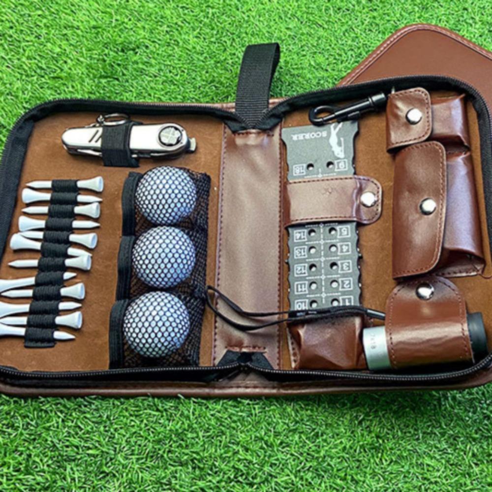 Golf tool kit, golf accessory kit, convenient to carry, multifunctional, large capacity, storage leather bag