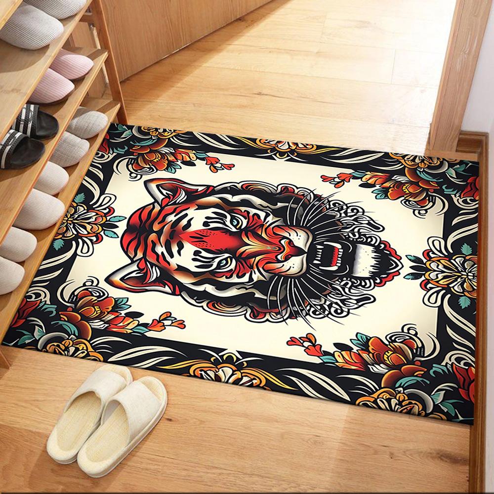 Tattoo Style 25 Floor Rug Office Rug Design for Foyer Dormitory Playrooms Balcony Antislip Carpet Office home decor