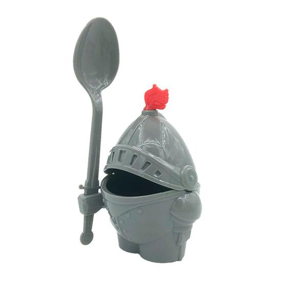 Подставка для вареных яиц, дизайн рыцаря, легко моется, многоразовый жесткий пластиковый держатель для яиц с ложкой, детские игрушки