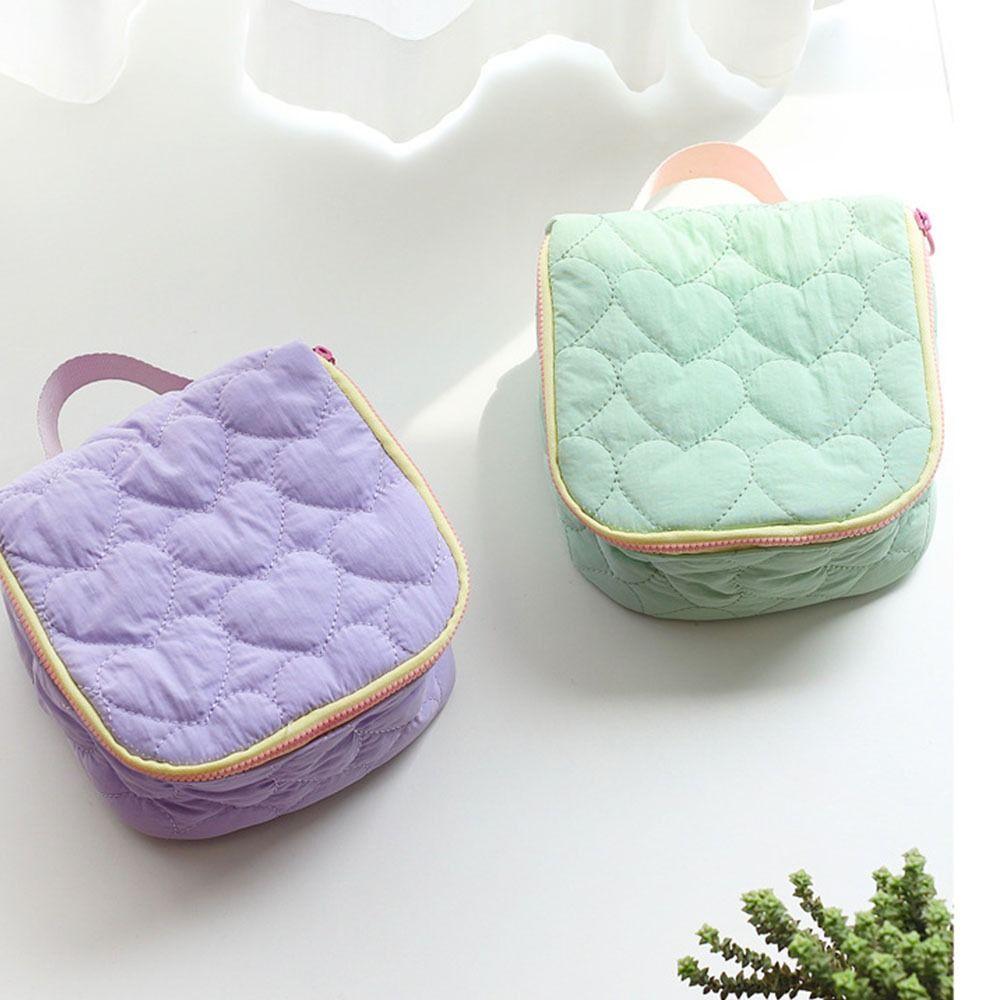 Lovely Love Heart  Cosmetic Bag INS Makeup  Bag  Earphones Lipstick Sanitary Napkins