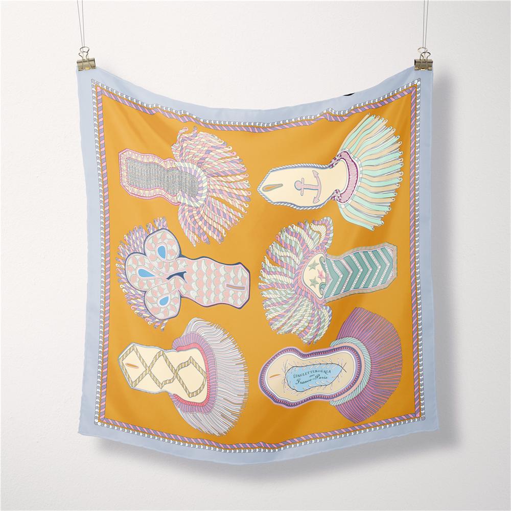 Silk Scarf Women Rope Print Square Scarves Wraps Bandana Small Hijab Foulards Lady Tie Headband Neckerchief 53CM