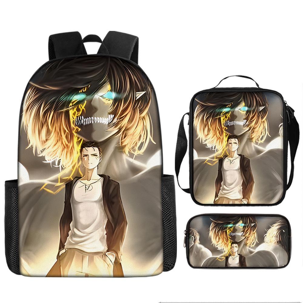 Attack on Titan Backpack Anime School Bag Unisex Large Capacity Outdoor Travel Set of 3