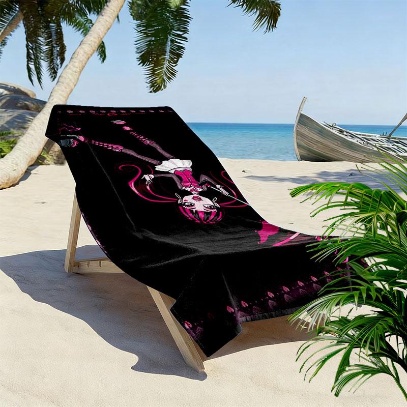 Draculaura black Print Beach Towel, Large Soft Quick Dry Towel for Beach Camping Swimming