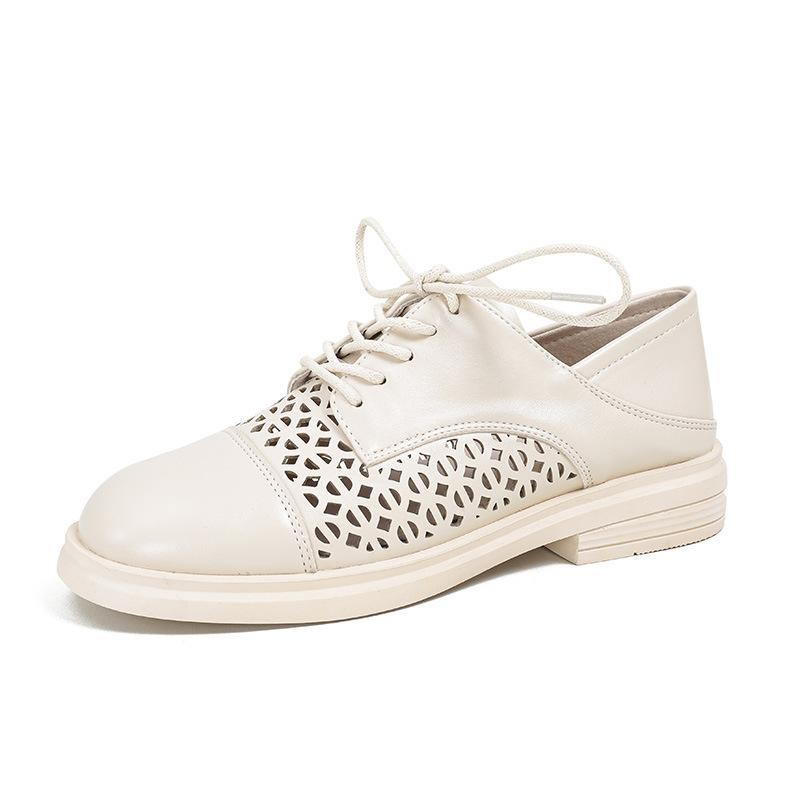 Модные женские кожаные туфли-оксфорды с квадратным носком и вырезом, дышащие, большие размеры 41-43, черно-белые, с ажурным узором, броги для женщин