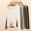 Новая женская футболка с длинным рукавом, базовый слой из модала, однотонный осенний топ, полуводолазка с круглым вырезом и небольшим воротником-стойкой