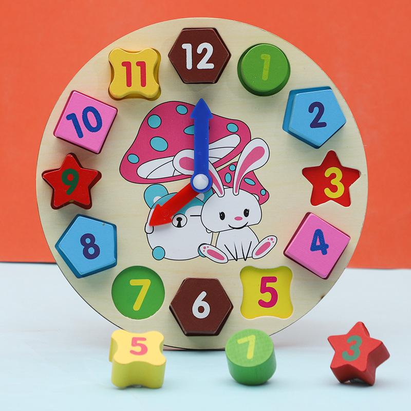 Montessori Children Clock Puzzle Cartoon Animals Cognitive Numbers Clock Early Learning Threading Assembly Toys For Children Kid