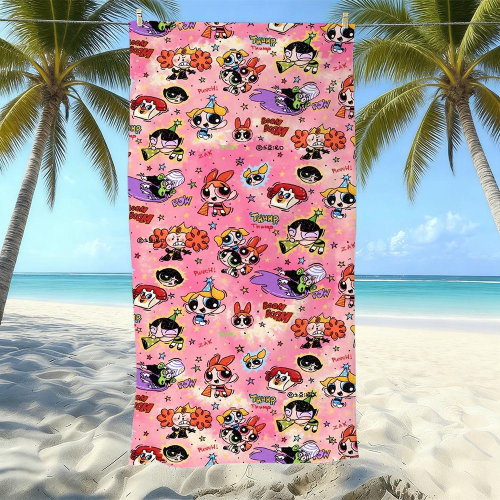 Cartoon Flying Little Policewoman Microfiber Beach Towel Quick-Drying Water-Absorbing Children'S Swimming Bath Towel Travel Portable Large Ruler