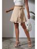 One Piece Lace Up Skirt High Waist Solid Color Ruffled Edge Short Skirt Cross-border Women's Clothing