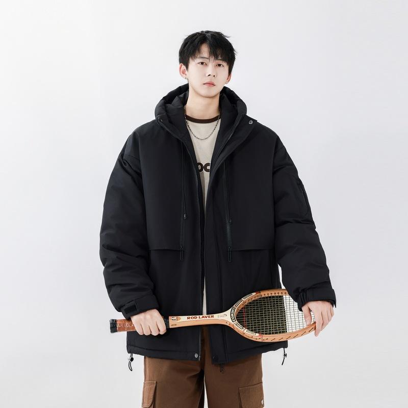 Пуховик мужской средней длины осень-зима с капюшоном новый модный тренд повседневный свободный теплый пиджак для мужчин