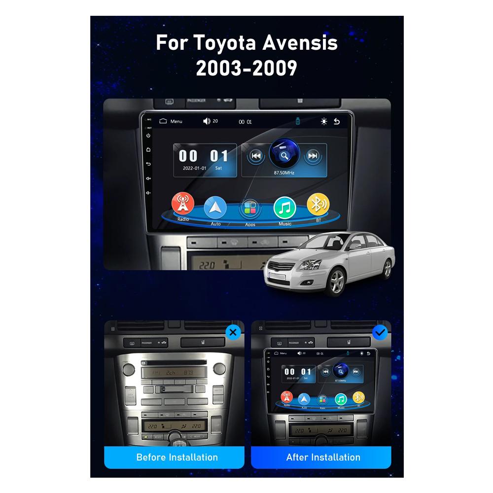 Автомагнитола Мультимедийный MP5 Плеер Головное Устройство Стерео BT Для Toyota Avensis T250 2003-2008