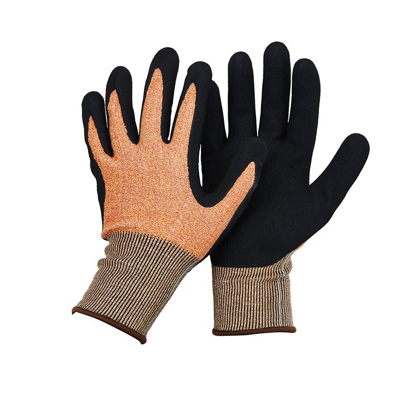 N-D133 CE Certified Cut Resistant Level 5 High Quality Anti Slip Sandy Nitrile Coated Gloves Safety Working Industrial