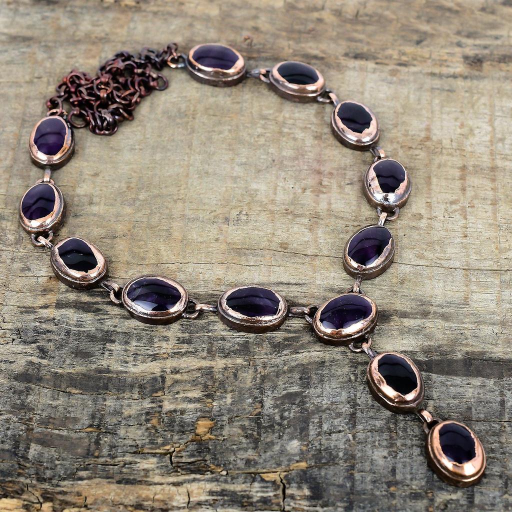 Star amethyst necklace electroformed copper necklace adjustable chain necklace dainty copper jewelry handmade gemstone necklace gift for mom