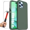 Protective Case - E.F.CONNECTION - for iPhone 14 Pro Max - Flexible - Night Green - 2 Tempered Glasses