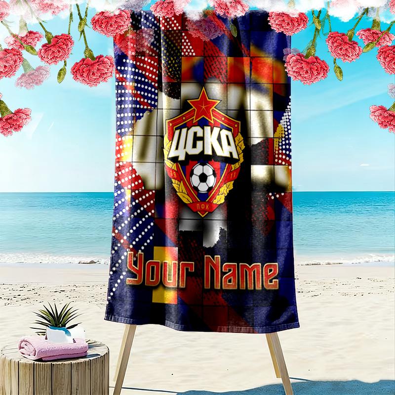 Name Custom PFC CSKA Moscow Print Beach Towel, Large Soft Quick Dry Towel for Beach Camping Swimming