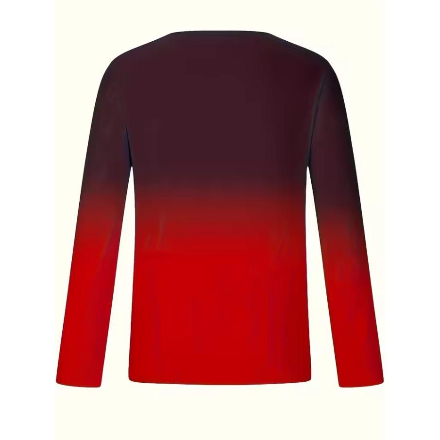 Gradient Color Pattern Print T Shirt Men Loose Men's Clothing Long Sleeve Gradient Graphic T Shirts Street Fashion Mens Clothes