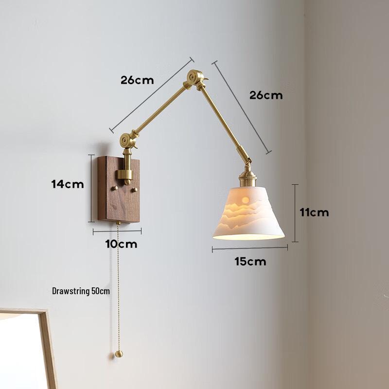 Used Copper French Retro Wabi-Sabi Style Swing Arm Wall Sconce for Bedroom or Living Room.