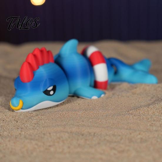 Игрушка Морское Животное 3D Печатная Сочлененная Фигурка Дельфина, Кольцо для Плавания Игрушка-Антистресс, Декор с Гибкими Суставами для Рюкзака Сумки Кошелька Брелок Фигурка