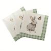 20 шт. napkins с принтом пасхального кролика для вечеринки - Зеленая клетка с дизайном бабочки и кролика, Ручная работа, Салфетки из костной бумаги