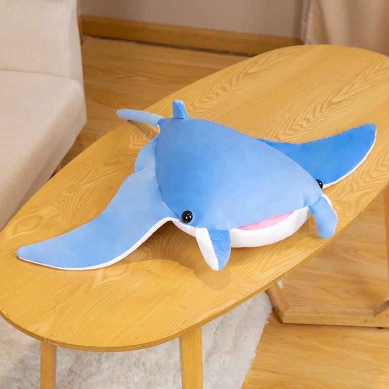 Adorable Blue Green Devil Ray Plush Toy Cartoon Batfish Doll For Kids Collectors