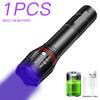 T6 LED UV Flashlight USB Rechargeable Zoomable Lantern for Ink Dryer Money Fluorescer Detector UV Oil Curing Purple Light Torch