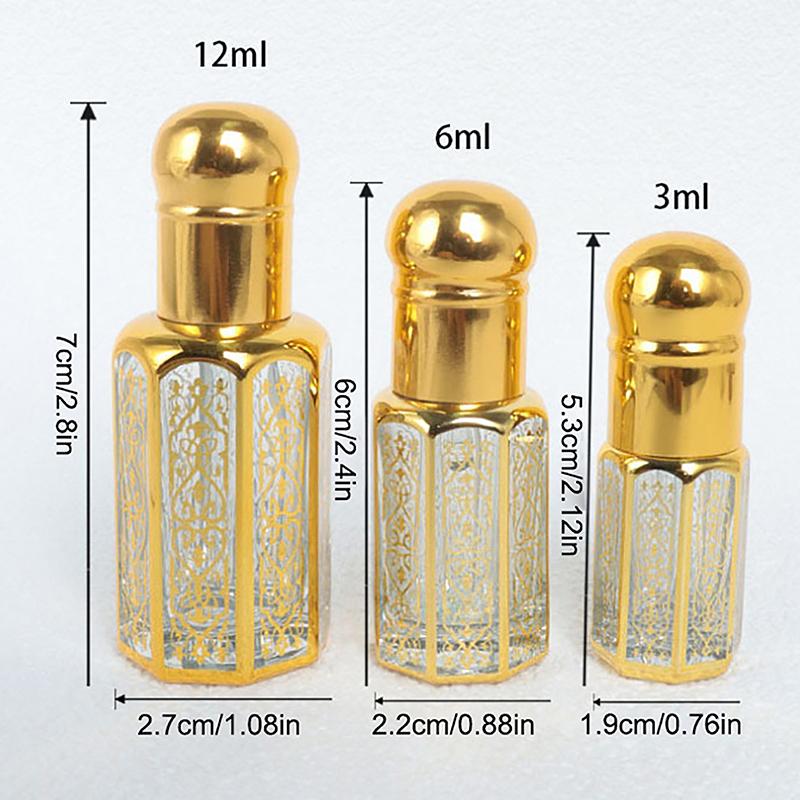 3/6/12 мл эфирное масло роликовый флакон золотая капельница флаконы для духов дорожный многоразовый роликовый стеклянный роскошный пустой контейнер