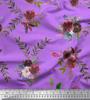 Purple Poly Crepe Fabric Leaves & Faith Rose Floral Print Fabric by the Metre 42 Inch