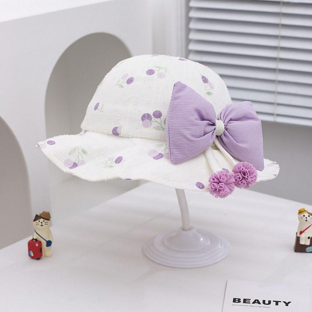 Kawaii Baby Fishermen Hat Bowknot Kids Bucket Hat Sunscreen Children Sun Hat Apparel Accessories