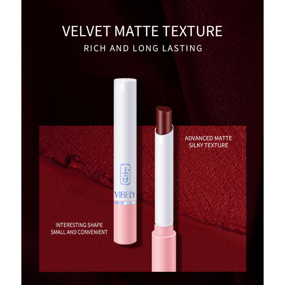 VIBELY Matte Non-Stick Lipstick Single Small Fine Lipstick Pink