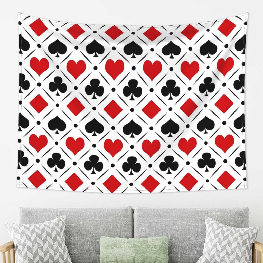 Playing Card Suits Symbols Poker Tapestry Wall Hanging Aesthetic Home Decoration Tapestries for Dorm Room