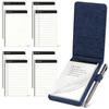WEMATE A7 Vertical Ruled Notepads with Dots Time Schedule Set of 10 1 Metal Ballpoint 8 Pages In 4 with Card Pockets Pen PU Leather for Meetings and