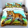 Leopard walking on grass. Bedding sets Duvet cover sets Duvet covers Pillowcases(1*Duvet Cover 2*Pillowcases without duvet insert)