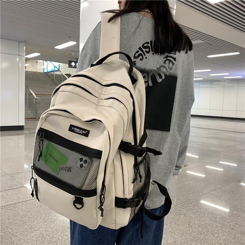 Large School High School Town PC Multiple Mesh Black [HeiDiga] Women's Backpack, Capacity, Rucksack, Lightweight, Waterproof, Korean, Girls, Backpack,